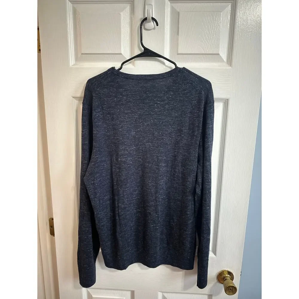 Banana Republic NWT Merino Wool Linen Men's Sweater Sz L Crew Blue Gray Heather